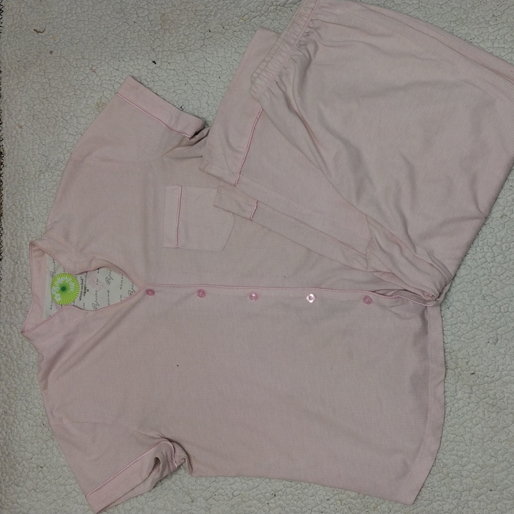 2 pc white orchid Capri pajama set